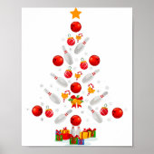 Funny Bowling Christmas Tree Lights Xmas For Men W Poster (Voorkant)