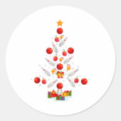 Funny Bowling Christmas Tree Lights Xmas For Men W Ronde Sticker (Voorkant)