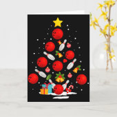 Funny Bowling Christmas Tree Lights Xmas Men Women Kaart (Gele Bloem)