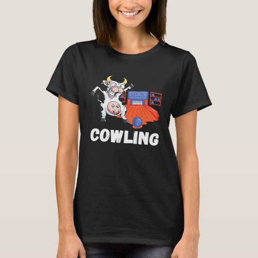 Funny Bowling Cow Bowler Strike Bowling Pin Bowlin T-shirt (Voorkant)
