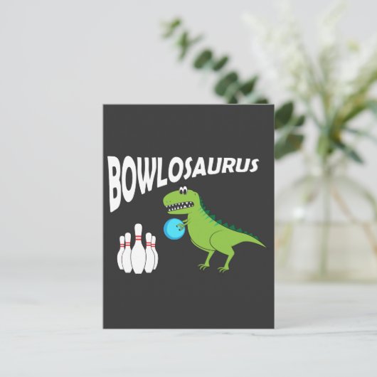 Funny Bowling Dino - Dinosaur Bowler Gift Idea Briefkaart (Staand voorkant)