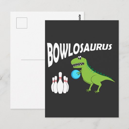Funny Bowling Dino - Dinosaur Bowler Gift Idea Briefkaart (Voorkant / Achterkant)