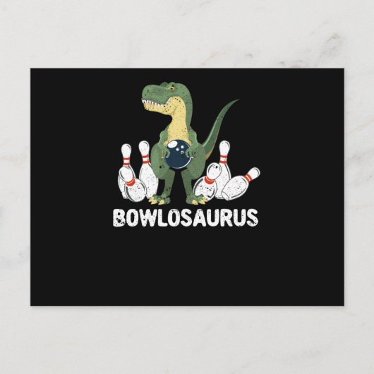 Funny Bowling Dinosaur Bowler Dino Bowl T-Rex Briefkaart (Voorkant)