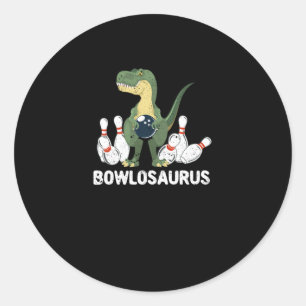 Funny Bowling Dinosaur Bowler Dino Bowl T-Rex Ronde Sticker