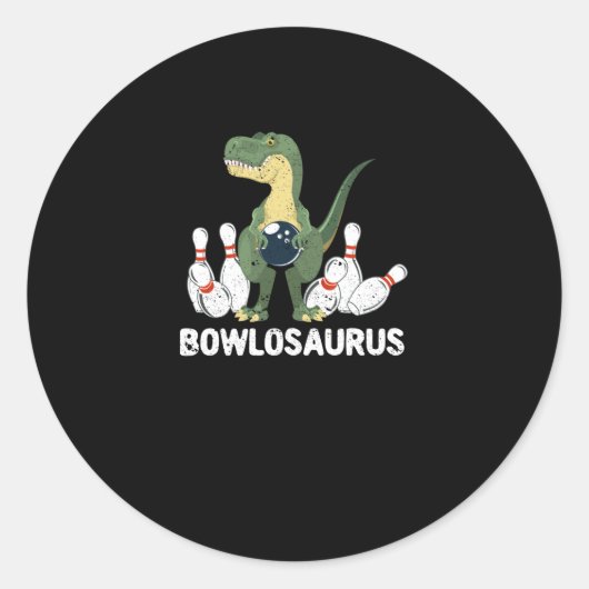 Funny Bowling Dinosaur Bowler Dino Bowl T-Rex Ronde Sticker (Voorkant)