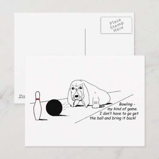 Funny Bowling Dog Briefkaart (Voorkant / Achterkant)