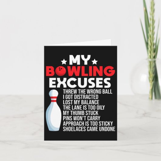 Funny Bowling Excuses voor Bowler Kaart (Voorkant)