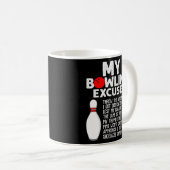 Funny Bowling Excuses voor Bowler Koffiemok (Voorkant rechts)