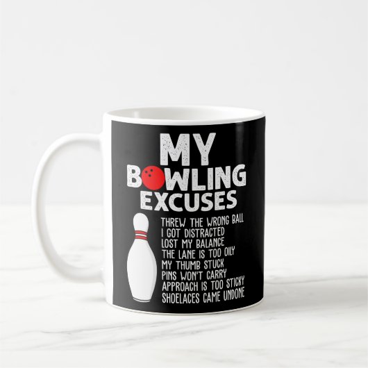 Funny Bowling Excuses voor Bowler Koffiemok (Links)