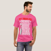Funny Bowling Excuses voor Bowler T-shirt (Voorkant volledig)