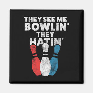 Funny Bowling Gift voor mannen en papa Magneet