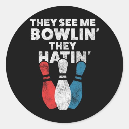Funny Bowling Gift voor mannen en papa Ronde Sticker (Voorkant)