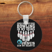 Funny Bowling Gift voor mannen, juffrouw Bowler en Sleutelhanger (Voorkant)