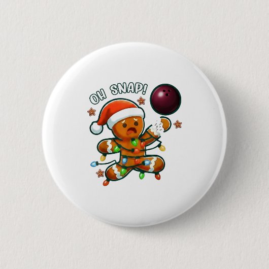 Funny Bowling Gingerbread Cookie Lights Oh Snap Gi Ronde Button 5,7 Cm (Voorkant)