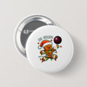 Funny Bowling Gingerbread Cookie Lights Oh Snap Gi Ronde Button 5,7 Cm (Voorkant /achterkant)