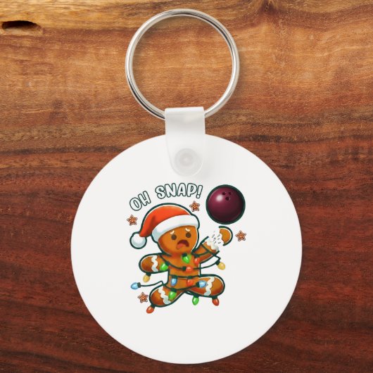 Funny Bowling Gingerbread Cookie Lights Oh Snap Gi Sleutelhanger (Voorkant)