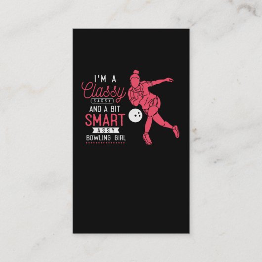 Funny Bowling Girl Witty Bowler Humor Visitekaartje (Voorkant)