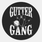Funny Bowling Gutter Gang Ronde Sticker (Voorkant)