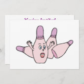 Funny Bowling Invitation Party Kaart (Voorkant / Achterkant)