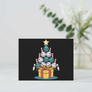 Funny Bowling-kerstboomverlichting met kerstcadeau Feestdagenkaart