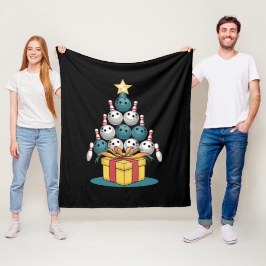 Funny Bowling-kerstboomverlichting met kerstcadeau Fleece Deken (In situ)