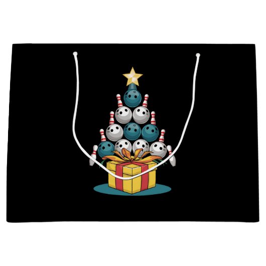 Funny Bowling-kerstboomverlichting met kerstcadeau Groot Cadeauzakje (Voorkant)