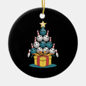 Funny Bowling-kerstboomverlichting met kerstcadeau Keramisch Ornament (Voorkant)