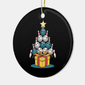 Funny Bowling-kerstboomverlichting met kerstcadeau Keramisch Ornament (Links)