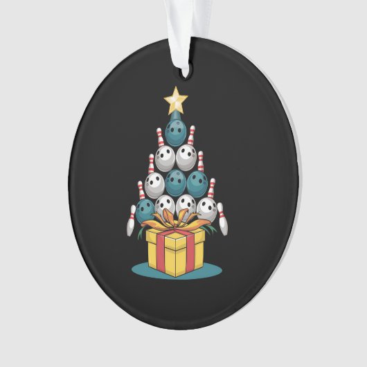 Funny Bowling-kerstboomverlichting met kerstcadeau Ornament (voorkant)