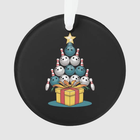 Funny Bowling-kerstboomverlichting met kerstcadeau Ornament (voorkant)