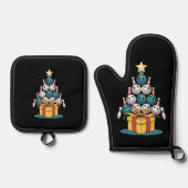 Funny Bowling-kerstboomverlichting met kerstcadeau Ovenwant & Pannenlap Set (Voorkant)