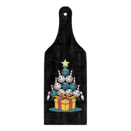 Funny Bowling-kerstboomverlichting met kerstcadeau Snijplank (Voorkant)