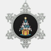 Funny Bowling-kerstboomverlichting met kerstcadeau Tin Sneeuwvlok Ornament (Voorkant)