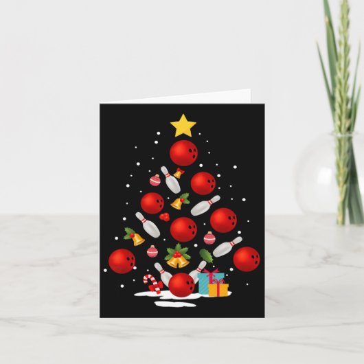 Funny Bowling-kerstboomverlichting zorgt voor kers Kaart (Voorkant)