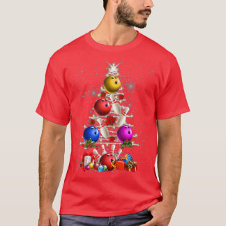 Funny Bowling Lovers kerstboom T T-shirt