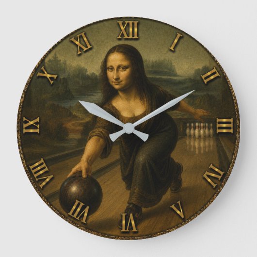 Funny Bowling Mona Lisa Bowler Gift Grote Klok (Voorkant)