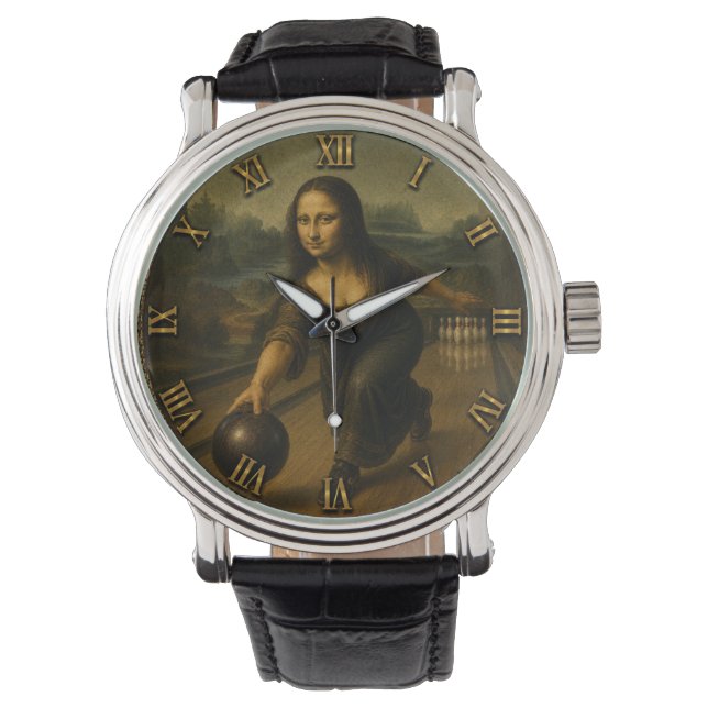 Funny Bowling Mona Lisa Bowler Gift Horloge (Voorkant)