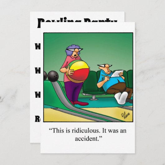 Funny Bowling Party Uitnodiging (Voorkant / Achterkant)