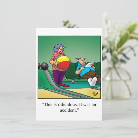 Funny Bowling Party Uitnodiging (Staand voorkant)