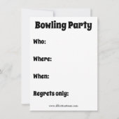 Funny Bowling Party Uitnodiging (Achterkant)