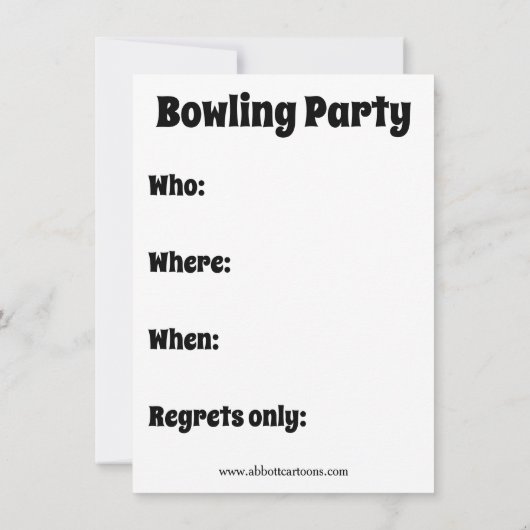 Funny Bowling Party Uitnodiging (Achterkant)