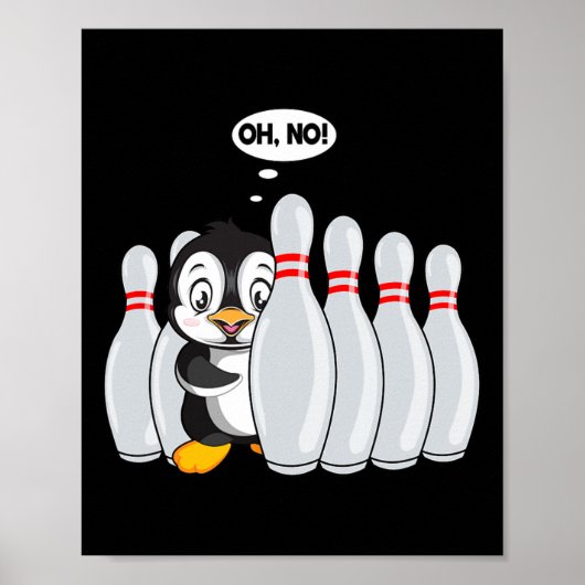 Funny Bowling Pin Cute Penguin voor Bowling Lover Poster (Voorkant)