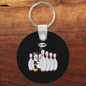 Funny Bowling Pin Cute Penguin voor Bowling Lover  Sleutelhanger (Voorkant)