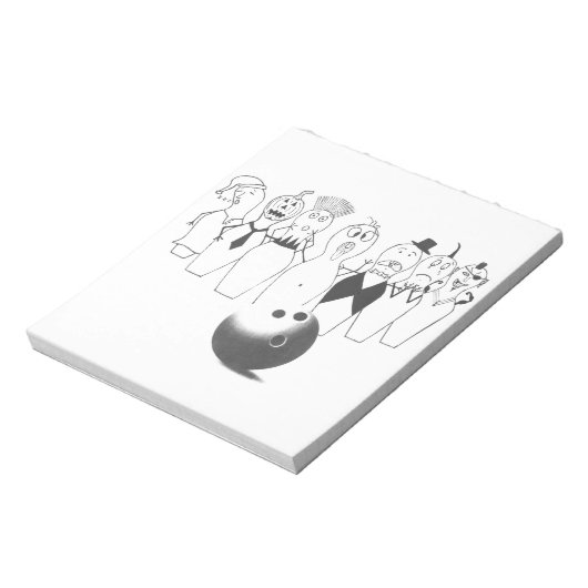 Funny bowling pin karakters notitieblok (Linkerzijde)