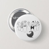 Funny bowling pin karakters ronde button 5,7 cm (Voorkant /achterkant)