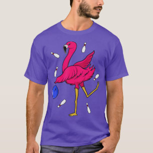 Funny Bowling Player Flamingo Cool Tropisch Roze B T-shirt
