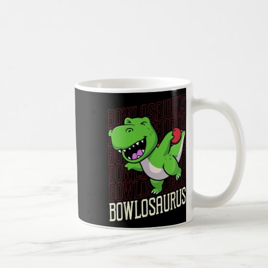 Funny Bowling Pun T-rex Dinosaur Bowlosaurus 1 Koffiemok (Rechts)