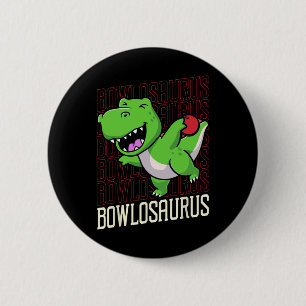 Funny Bowling Pun T-rex Dinosaur Bowlosaurus 1 Ronde Button 5,7 Cm