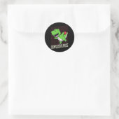 Funny Bowling Pun T-rex Dinosaur Bowlosaurus 1 Ronde Sticker (Tas)