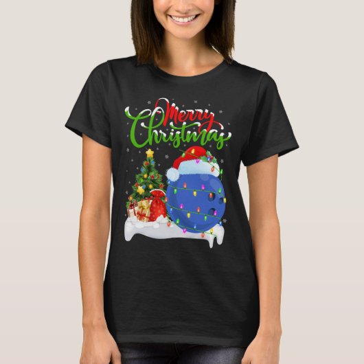 Funny Bowling Sports Lover Xmas Lighting Bowling C T-shirt (Voorkant)